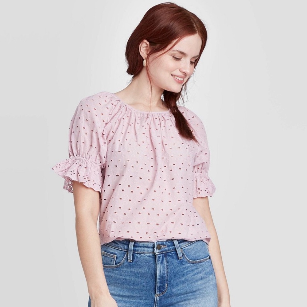 Lavender eyelet blouse